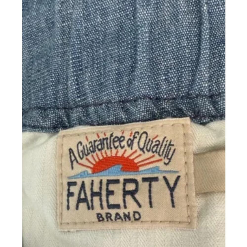 Faherty Essential Chambray Shorts | Mens XL, Sherwood Creek Indigo Blue $108 NWT - Picture 7 of 7